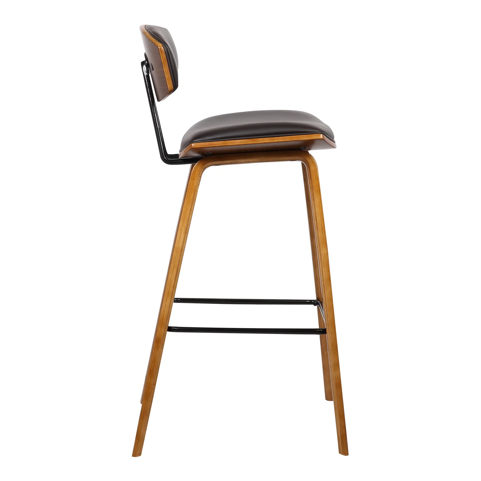 Wooden Frame Leatherette Counter Stool with Flared Legs, Brown By Benzara - Image 2