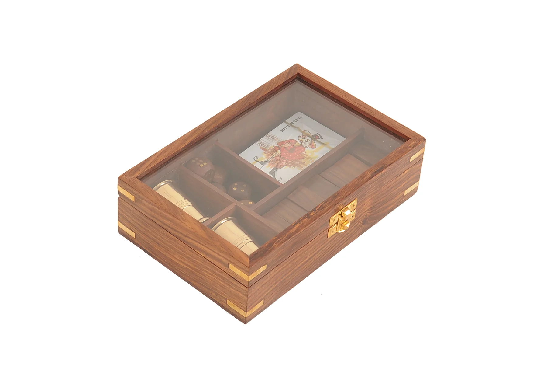 Wooden Game Set with Brass Goblet By Homeroots