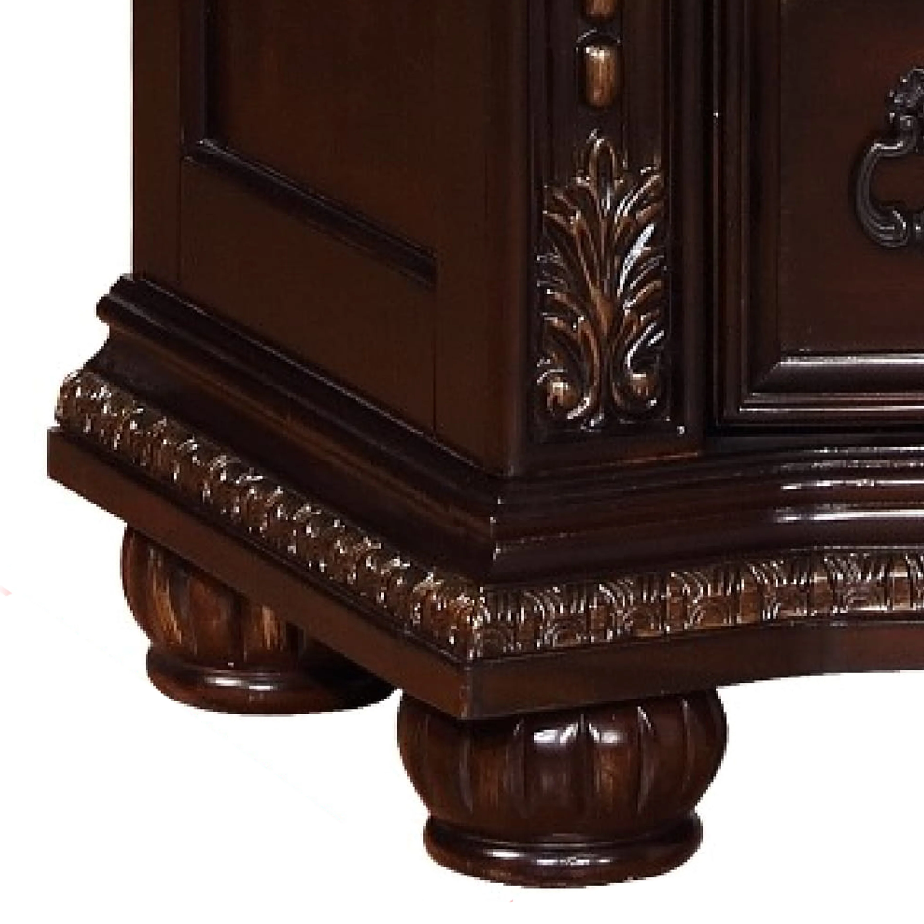 Wooden Nightstand With Three Spacious Drawers And Bun Feet, Brown By Benzara - Image 2