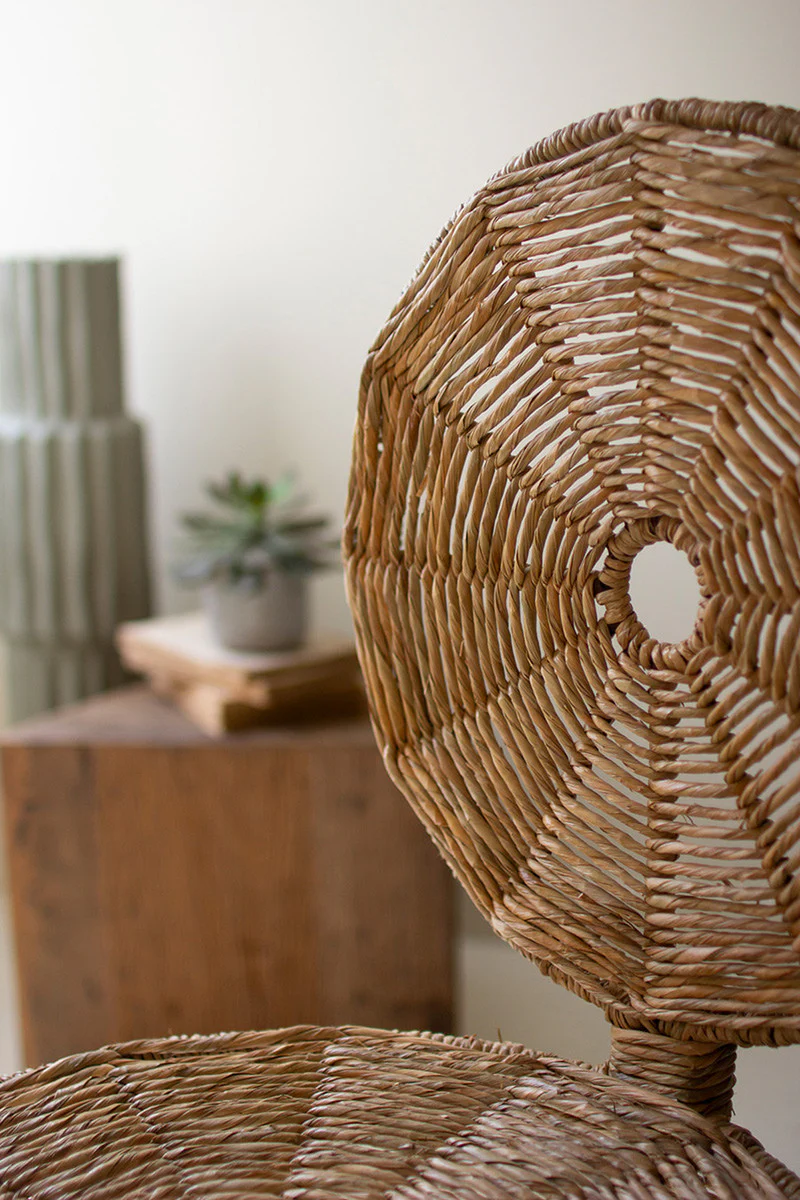 Woven Seagrass And Iron Statement Chair By Kalalou - Image 2