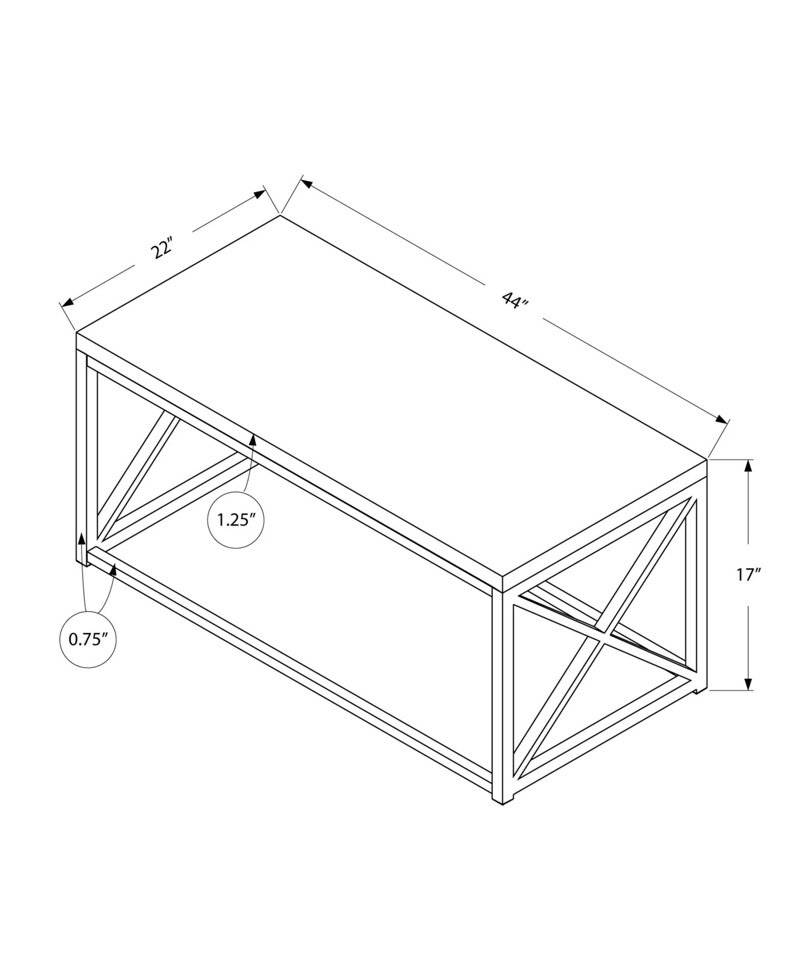 X Trestle Dark Taupe and Chrome Coffee Table By Homeroots - Image 4