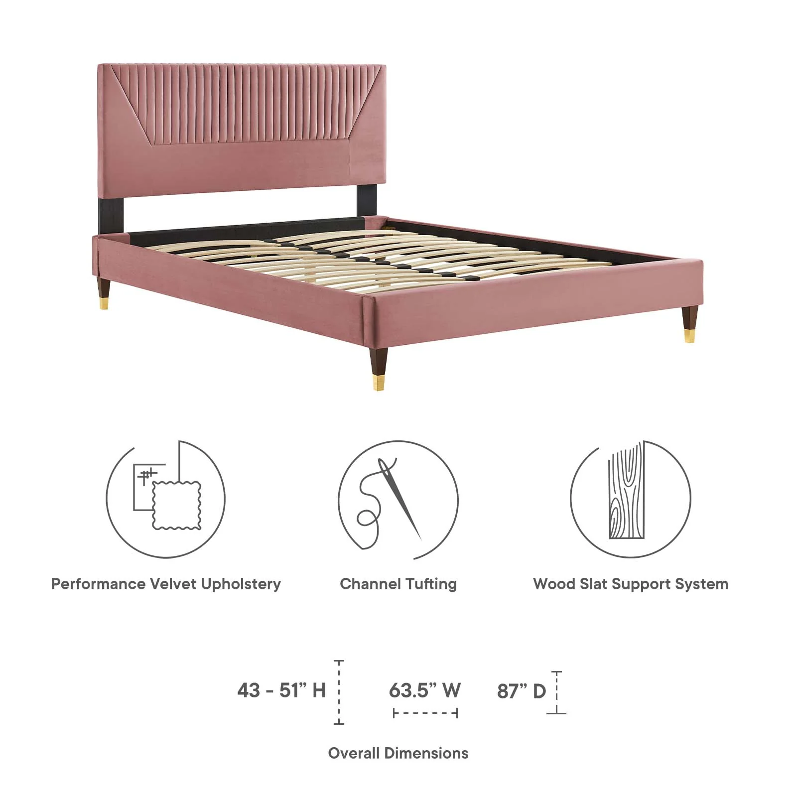 Yasmine Channel Tufted Performance Velvet Queen Platform Bed By Modway - MOD-6972 - Image 14