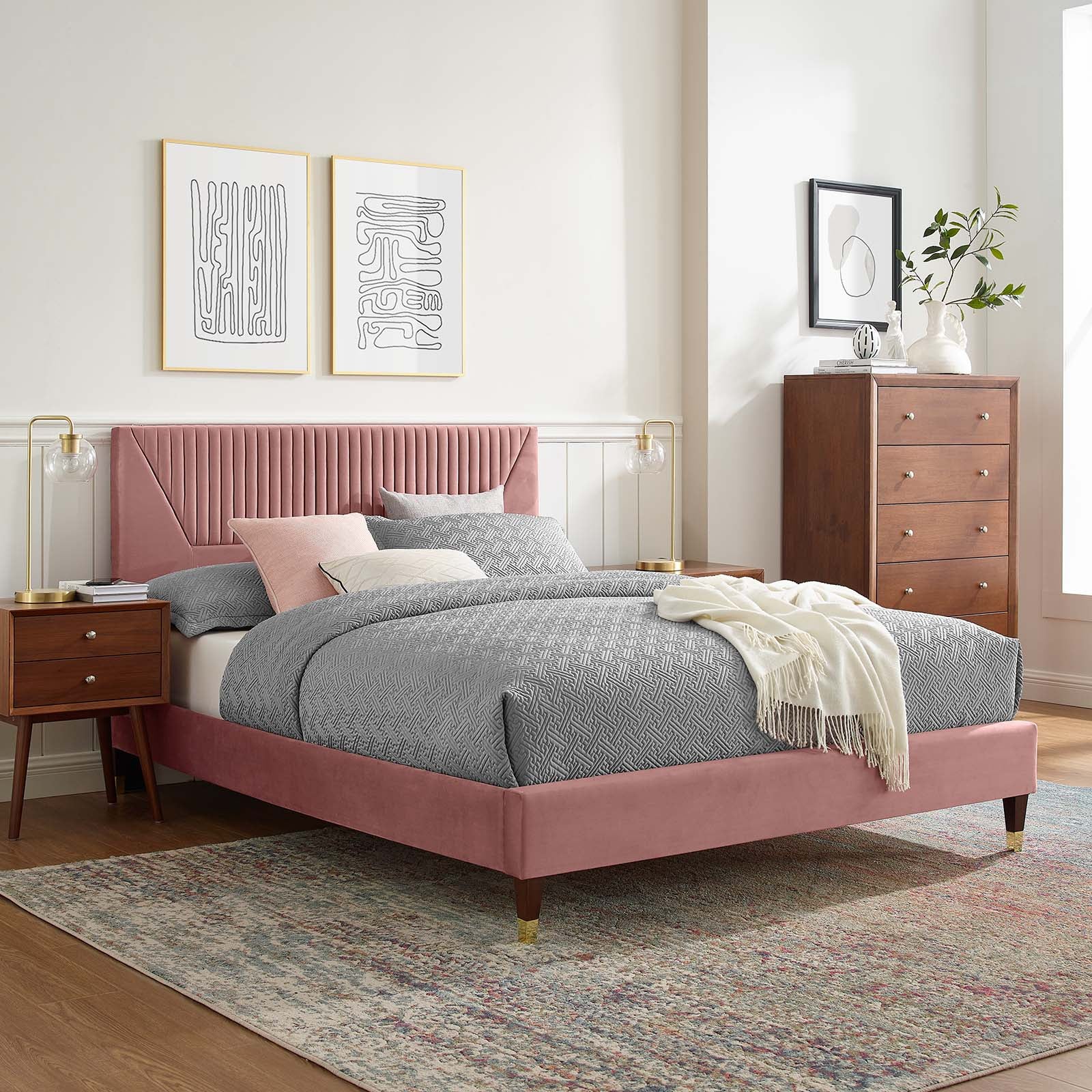 Yasmine Channel Tufted Performance Velvet Queen Platform Bed By Modway - MOD-6972 - Image 16