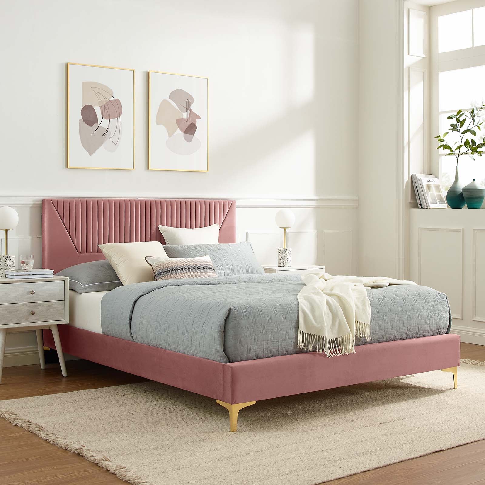 Yasmine Channel Tufted Performance Velvet Queen Platform Bed By Modway - MOD-6980 - Image 16