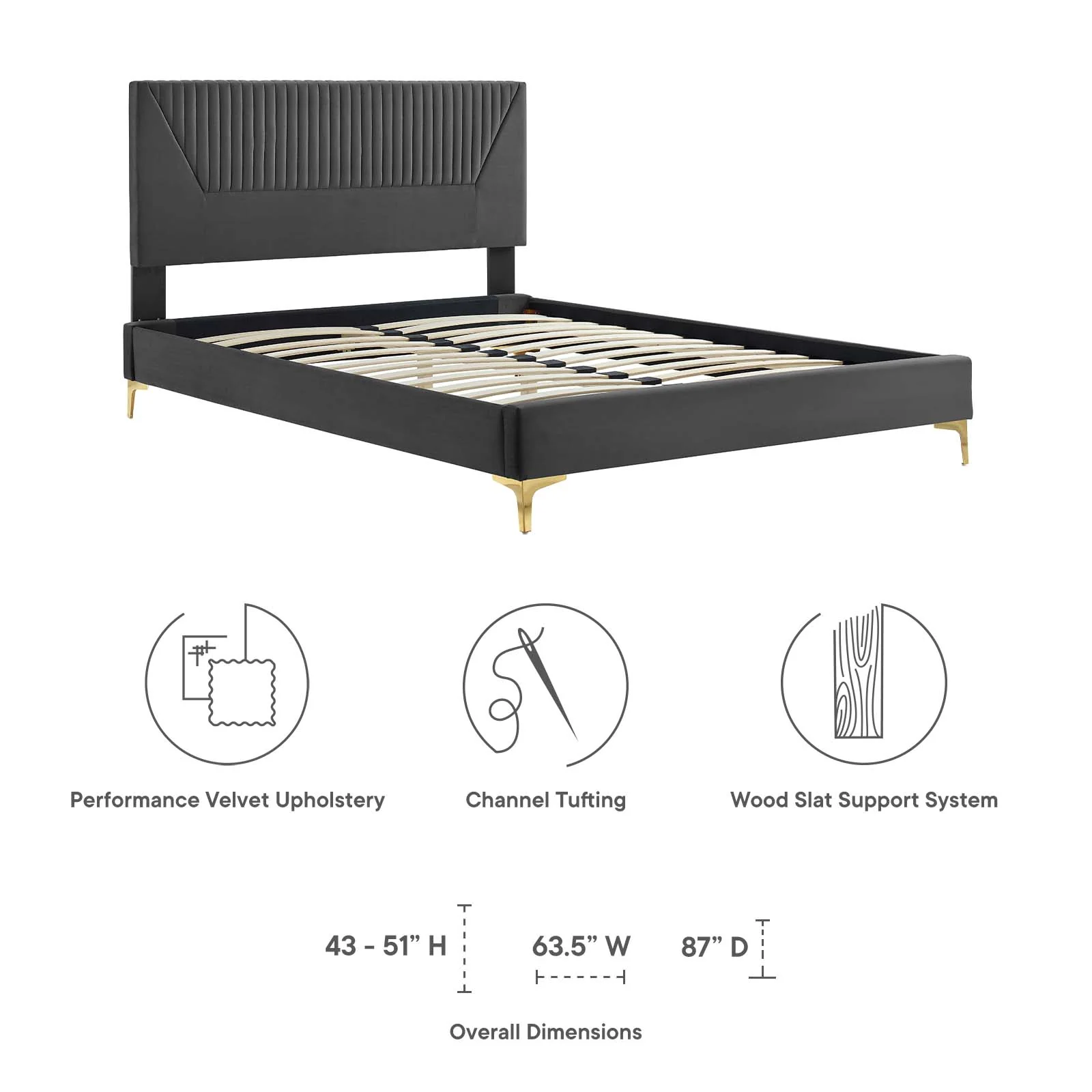 Yasmine Channel Tufted Performance Velvet Queen Platform Bed By Modway - MOD-6980 - Image 7