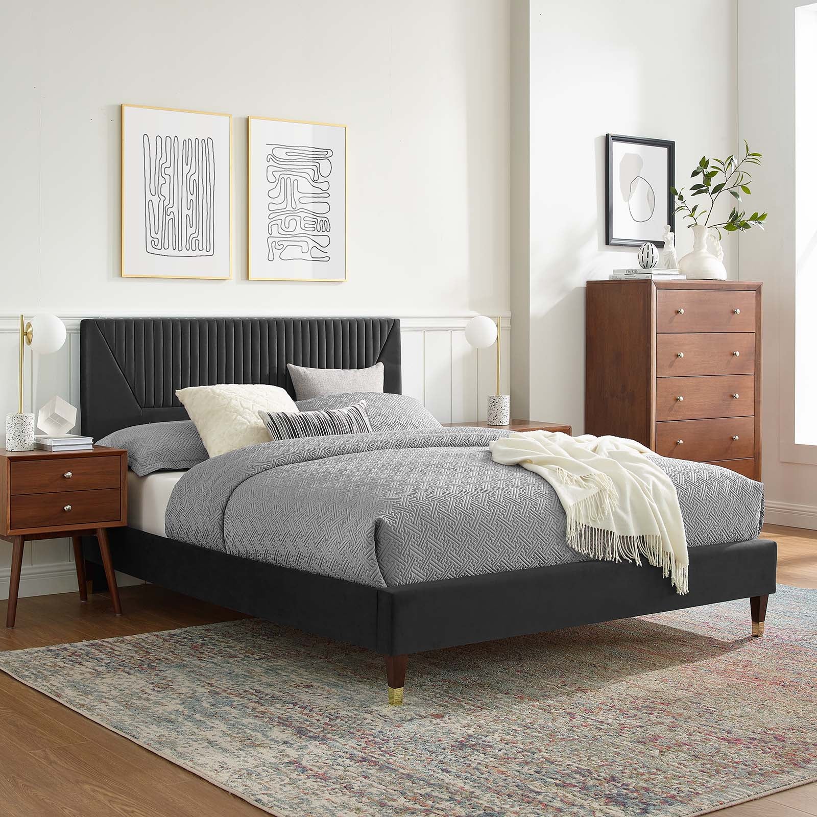 Yasmine Channel Tufted Performance Velvet Twin Platform Bed By Modway - MOD-6984