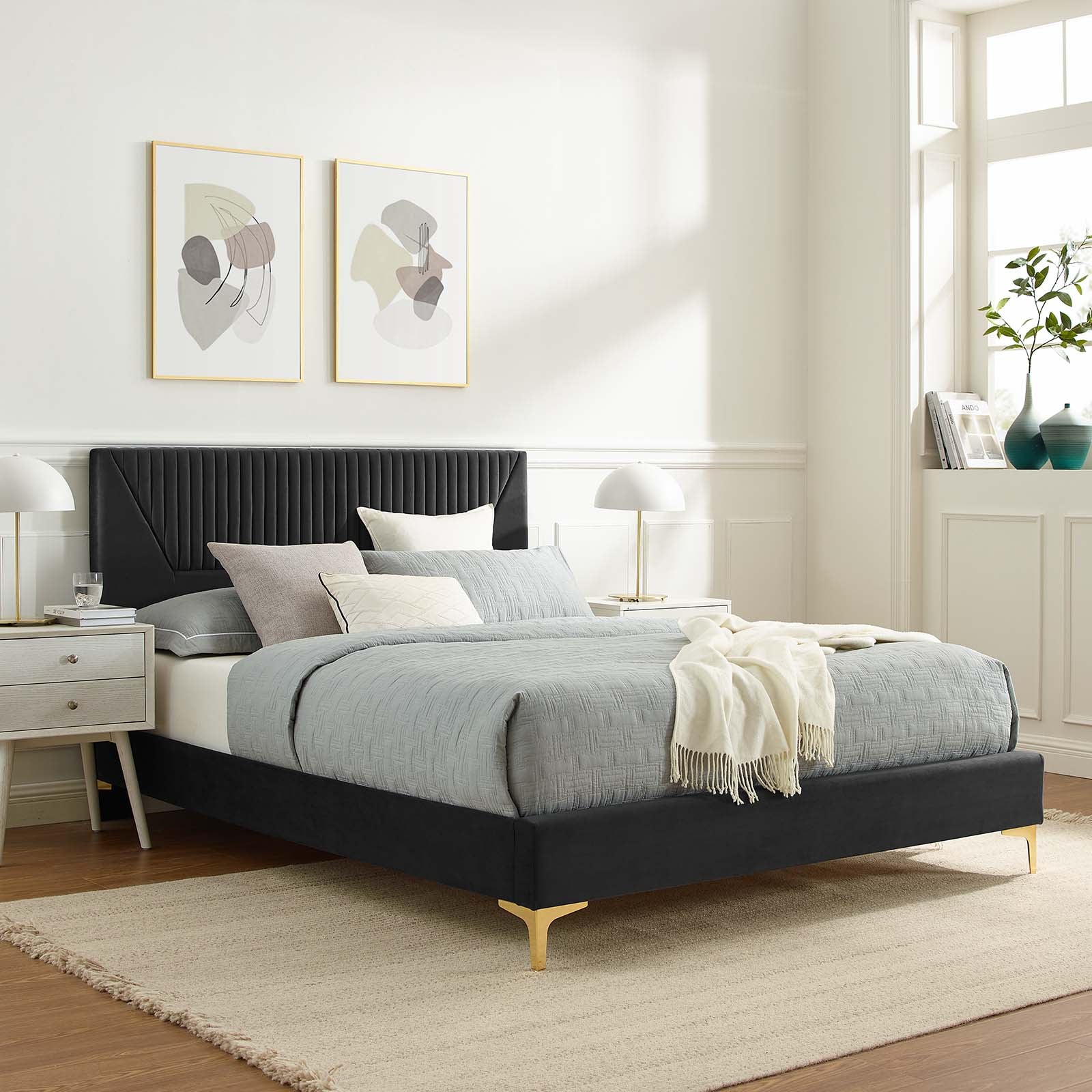 Yasmine Channel Tufted Performance Velvet Twin Platform Bed By Modway - MOD-6992
