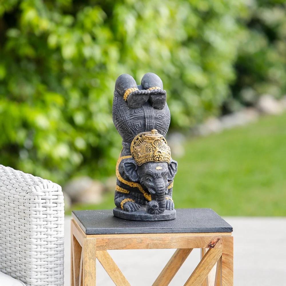 Yoga Ganesha Grey Volcanic Ash Set of 2 By Garden Age Supply
