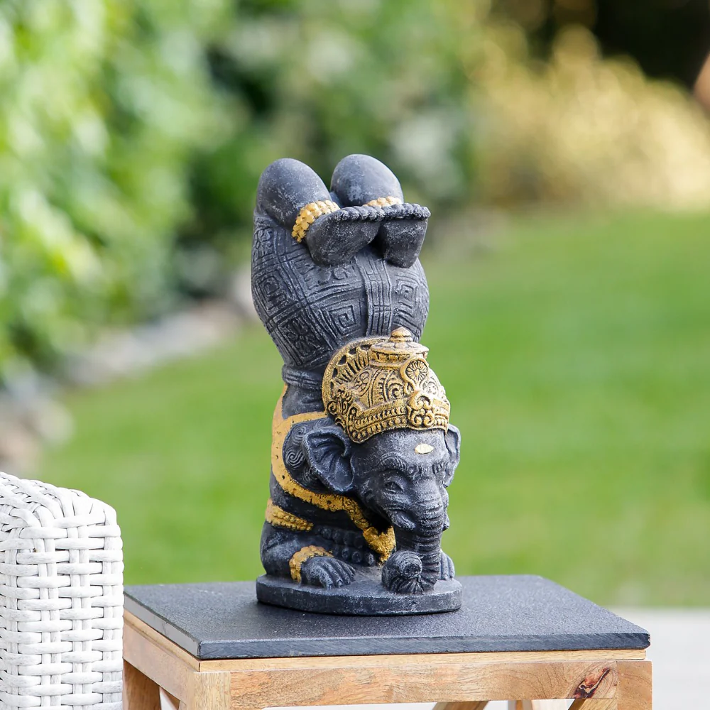 Yoga Ganesha Grey Volcanic Ash Set of 2 By Garden Age Supply - Image 2