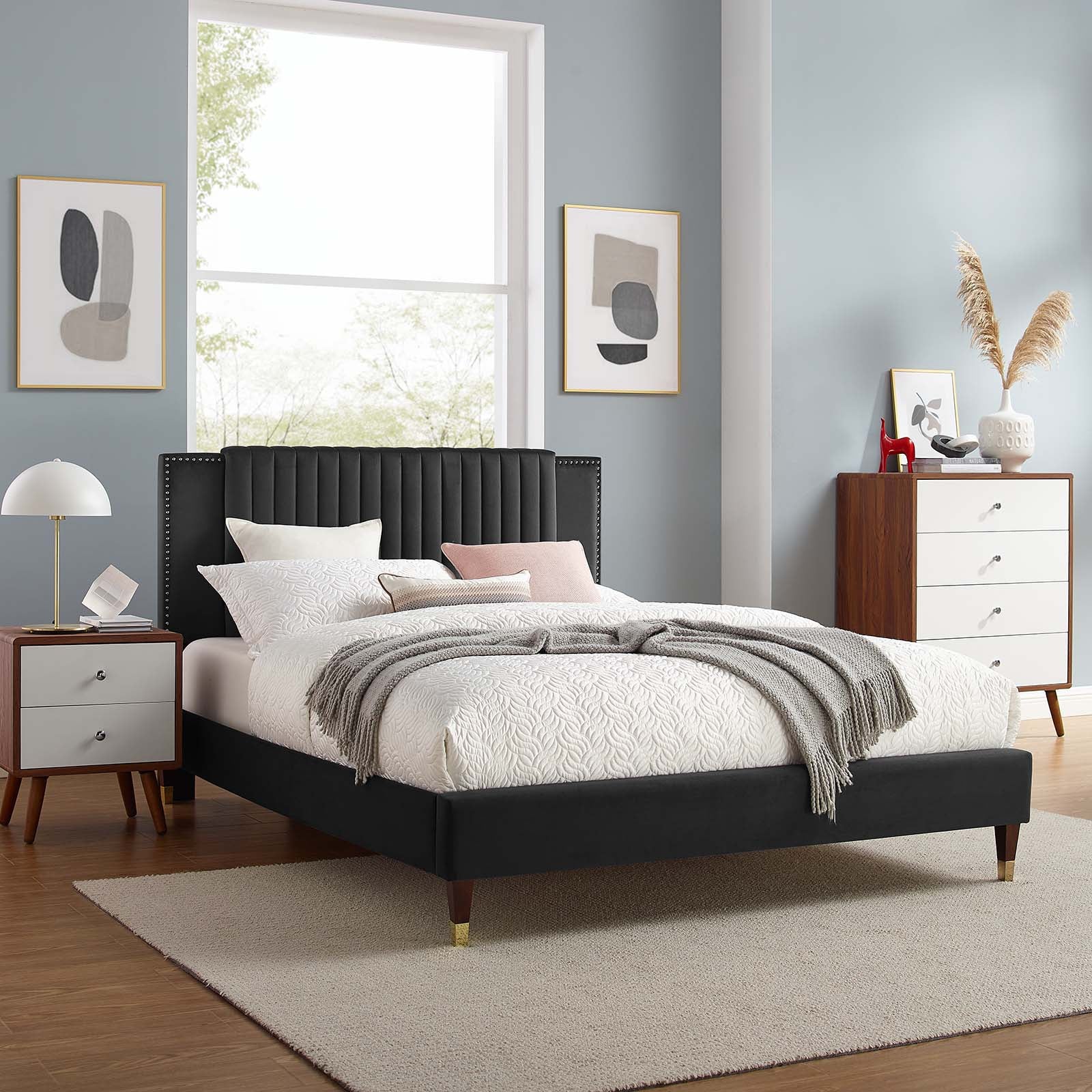 Zahra Channel Tufted Performance Velvet Full Platform Bed By Modway - MOD-6994